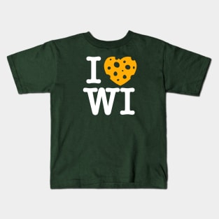 I love Wisconsin - Green Bay on Green Kids T-Shirt